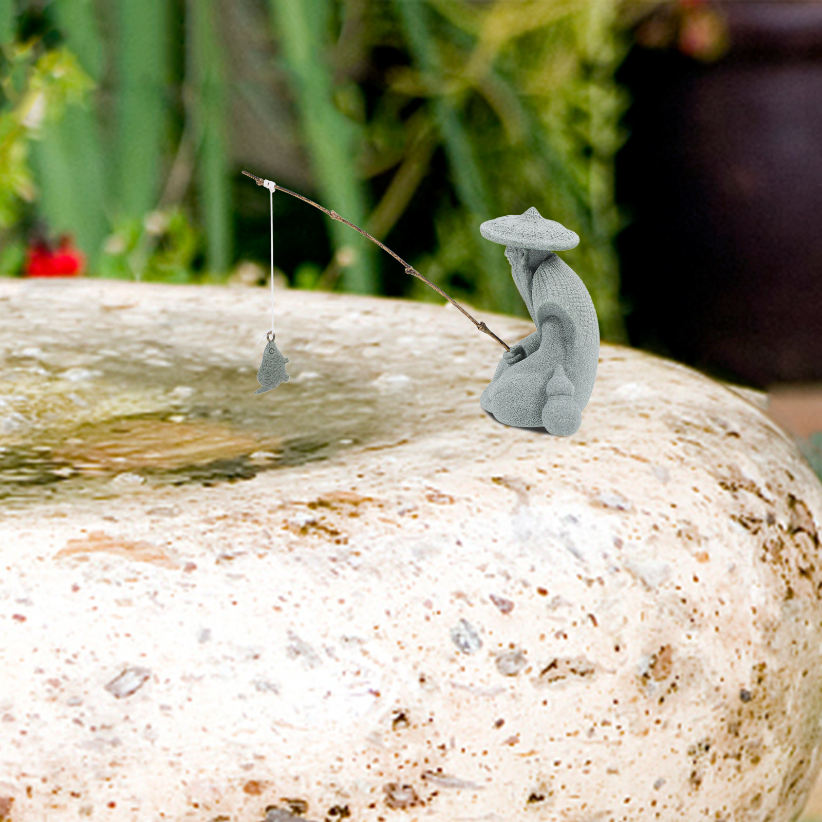 Aquarium Fish Japanese - Estátua de Pescador em Resina Pequena,