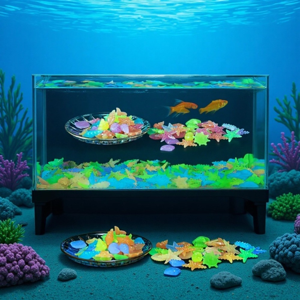 Aquarium Decoration Rock - Pedras oceânicas luminosas, conchas fluorescentes, estrelas-do-mar