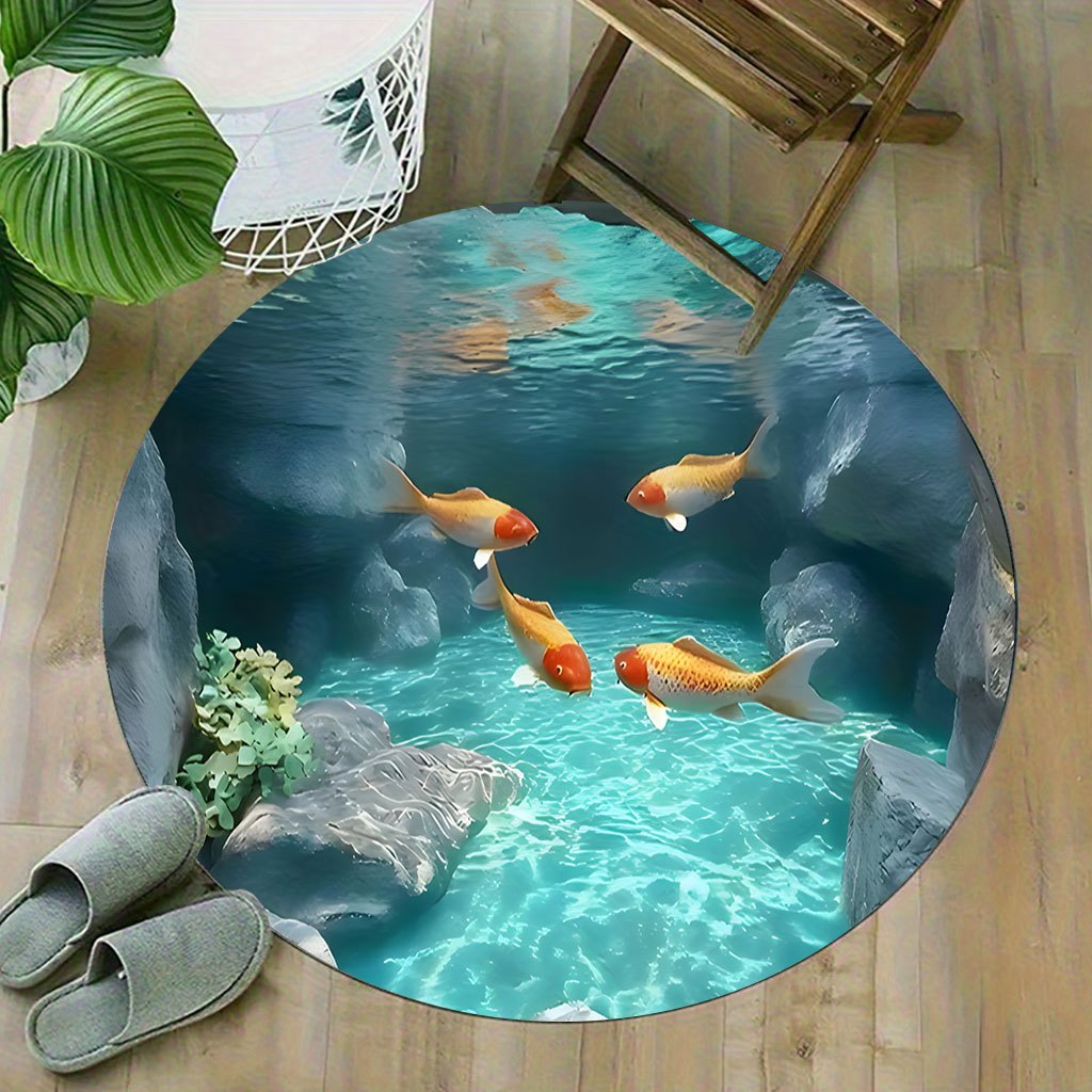 Tapete Redondo de Lã com Tema  - Aquarium Fish Japanese avaliação e preço