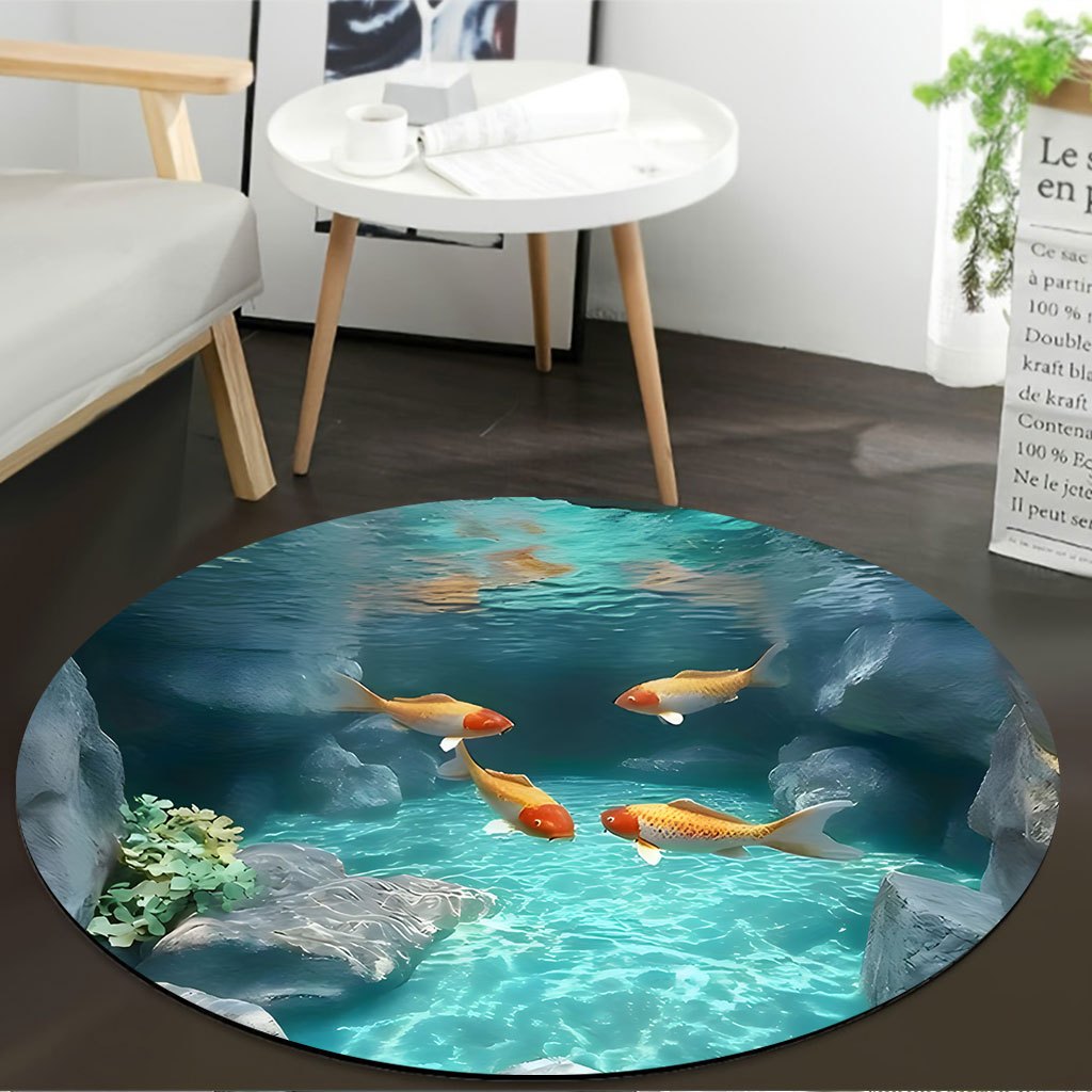 Tapete Redondo de Lã com Tema  - Aquarium Fish Japanese avaliação e preço